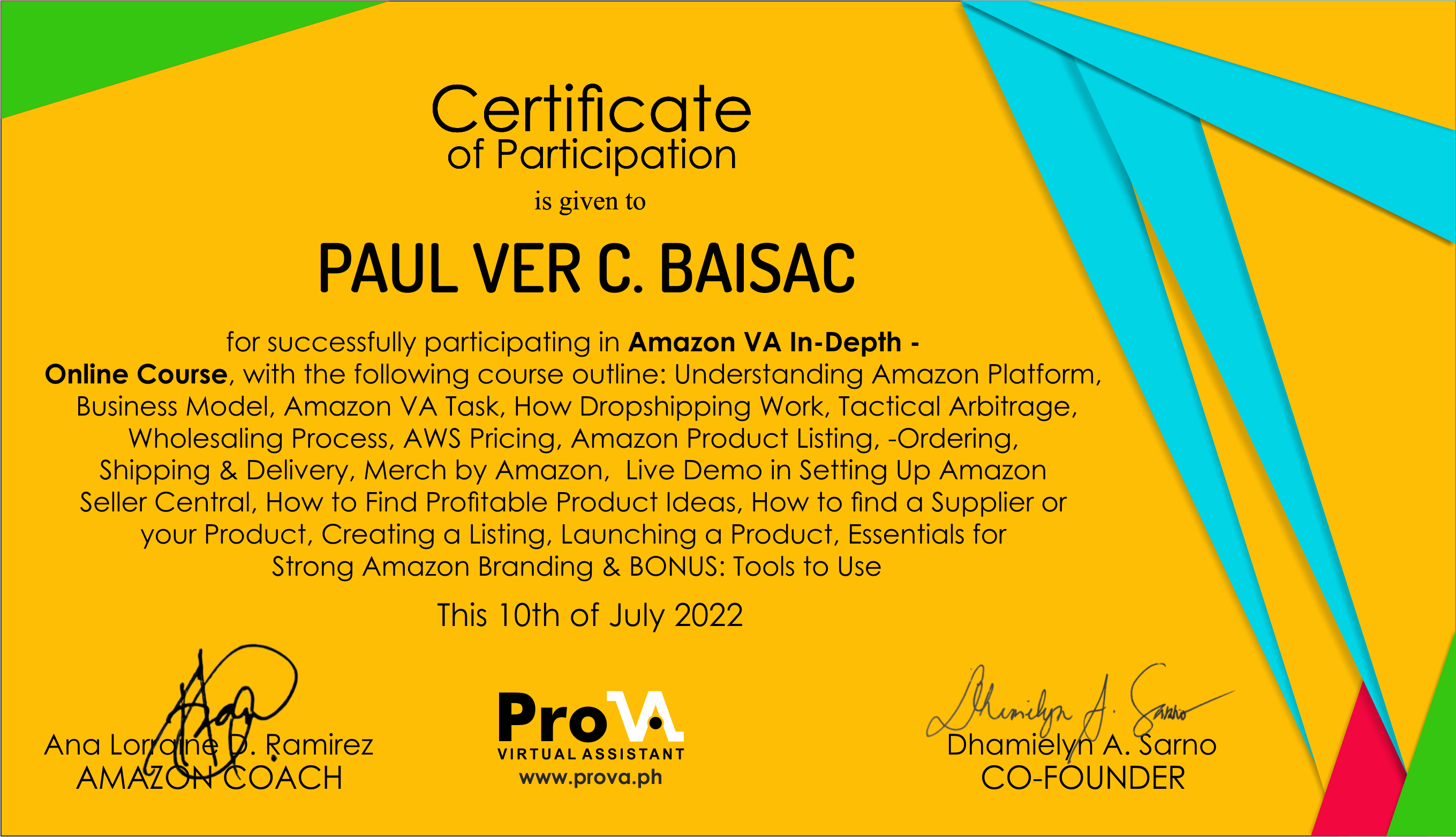 Amazon VA Certificate