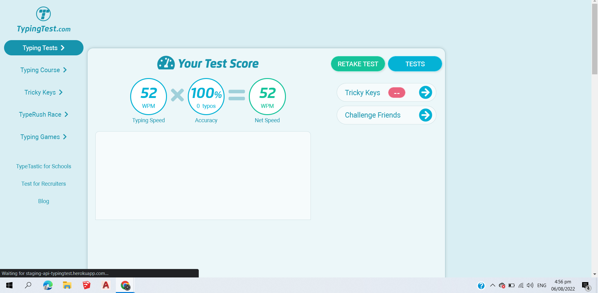 Typing Test Result