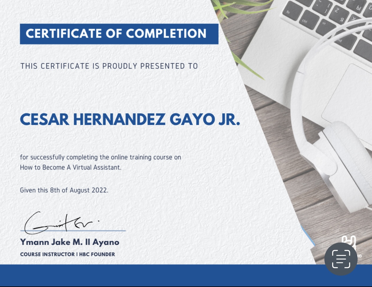 Certificate of Completion