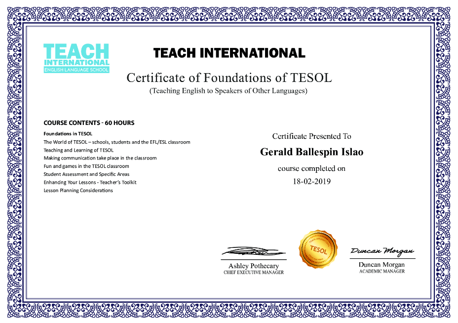 TESOL Completion