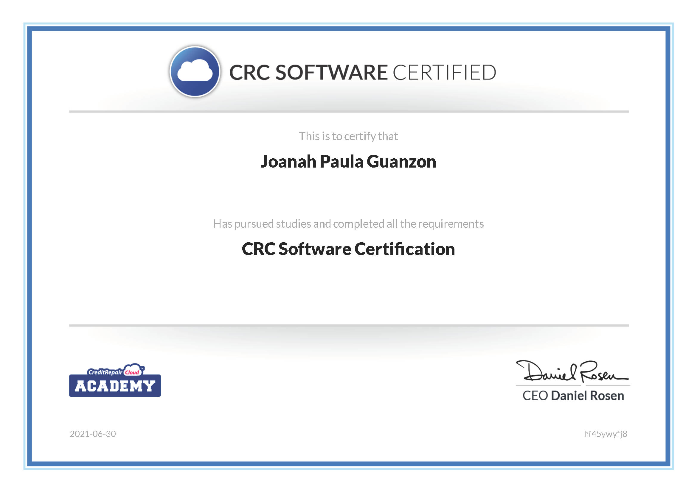 CRC Software Certification