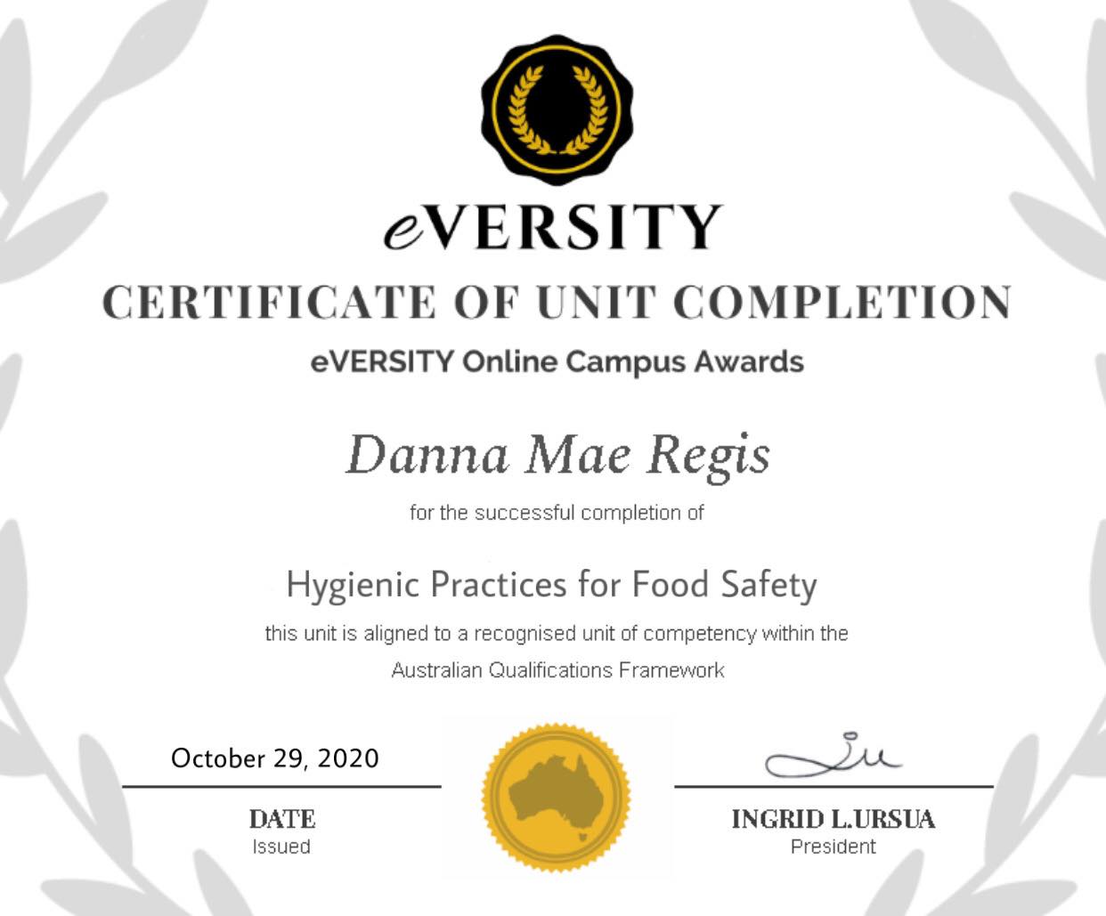 Eversity - Hygienic Practices for Food Safety