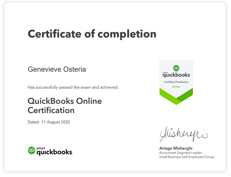QuickBooks PRO Advisor Certification