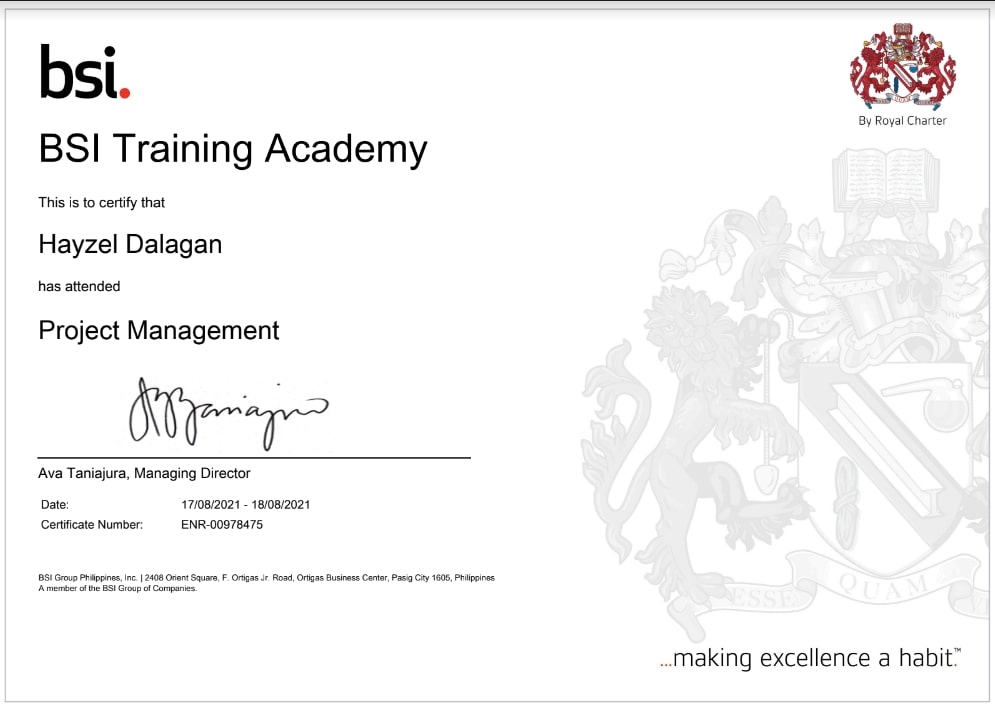 Project Management Certificate