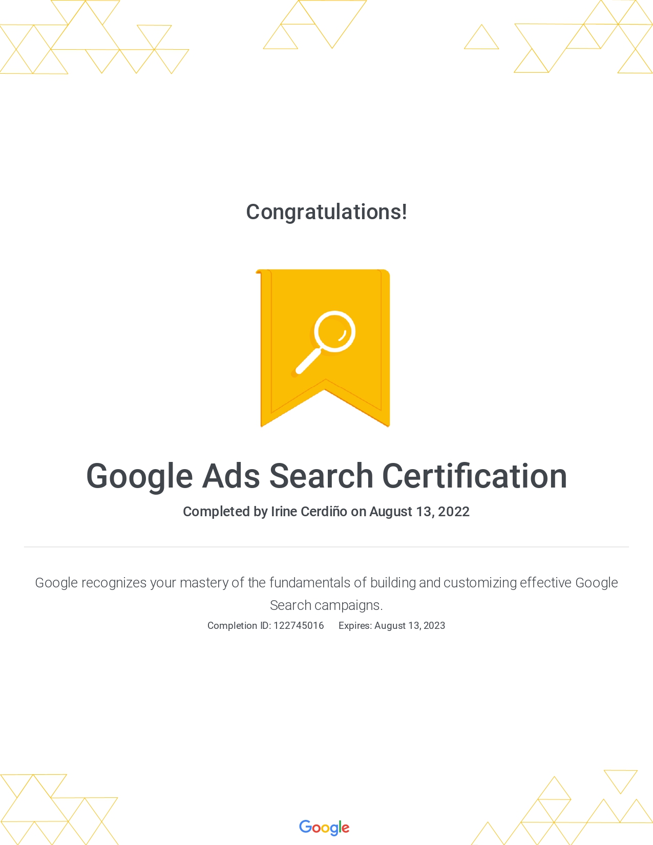 Google Ads Search Certified