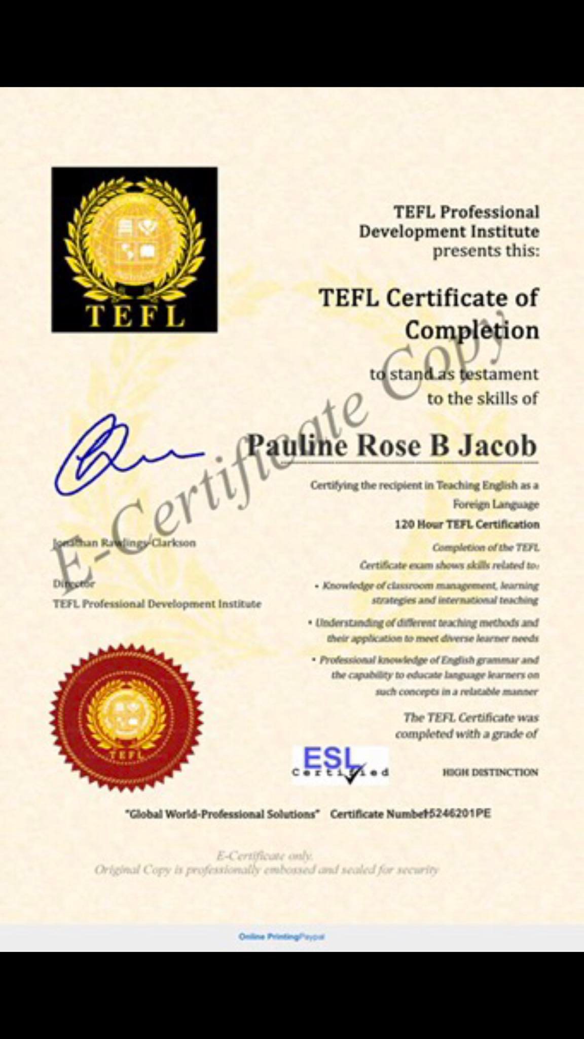 Tefl Certificate for ESL Teachers