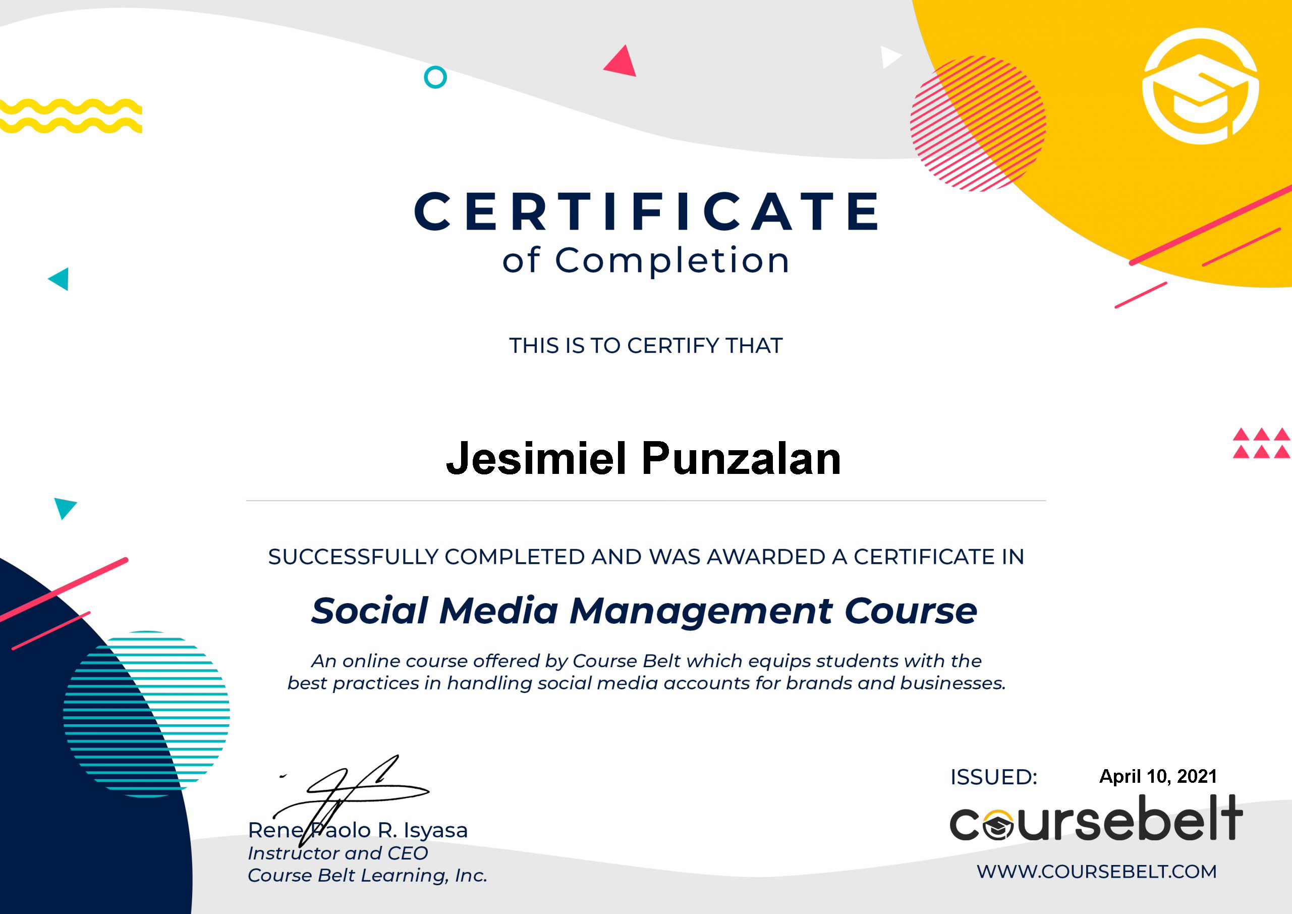 Course Belt Social Media Management Course