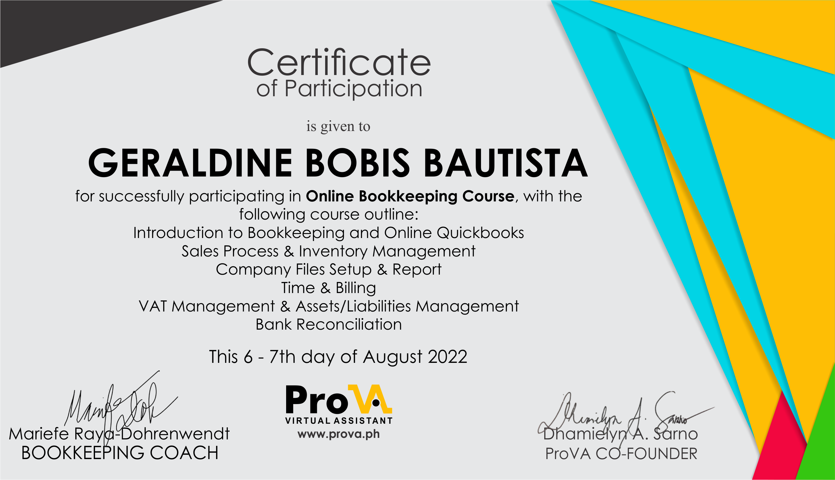 Online Bookkeeping Certificate