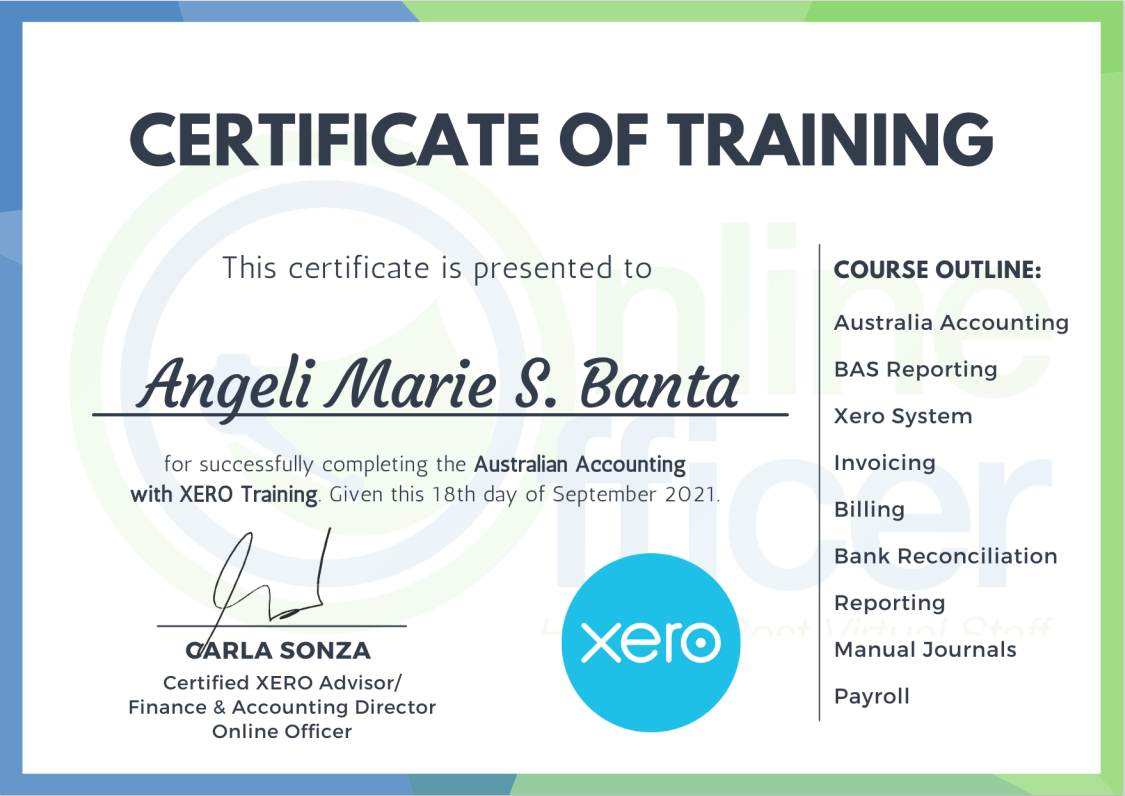 Australian Accounting with Xero Training Certificate