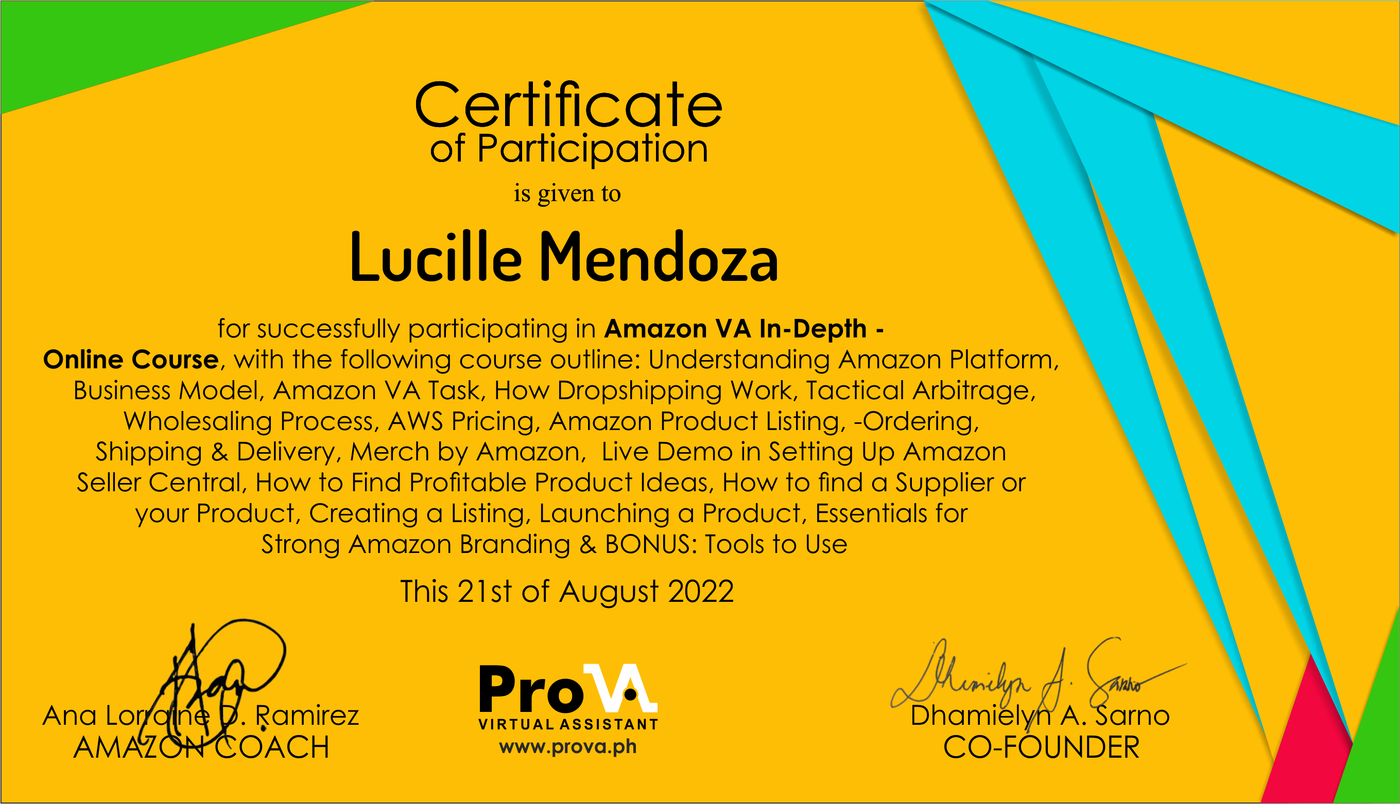 Amazon Training Certificate