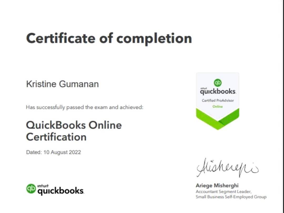 QuickBooks Certified ProAdvisor