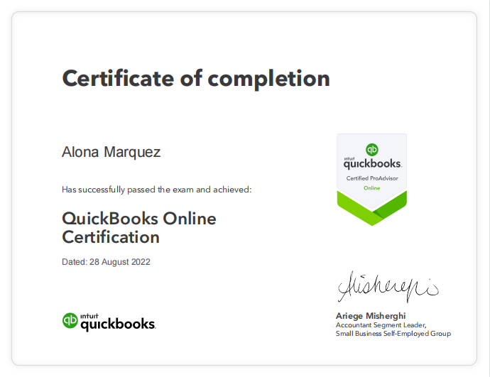 Certified ProAdvisor  Quickbooks