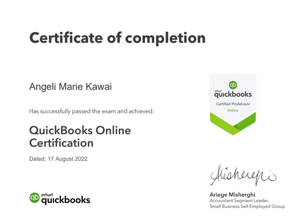 Quickbooks Online ProAdvisor Certification