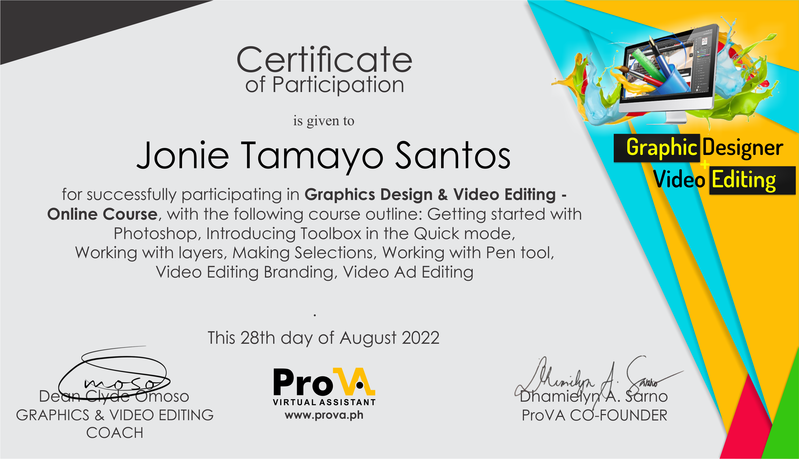 Graphic Design and Video Editing Certificate
