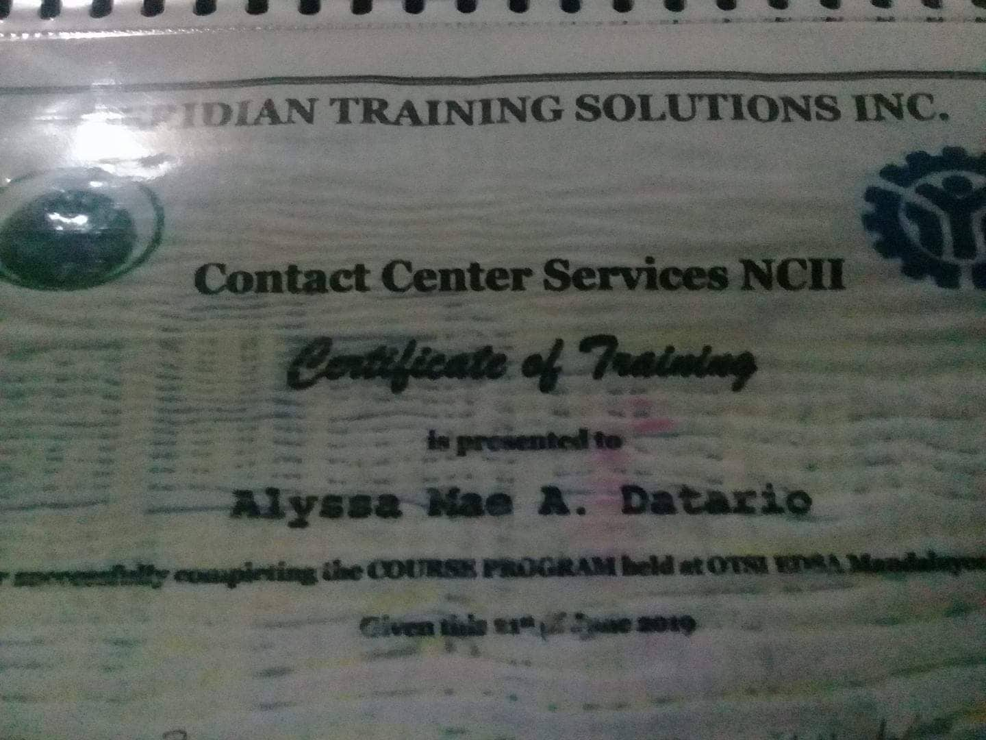 NCII Contact Center Services training