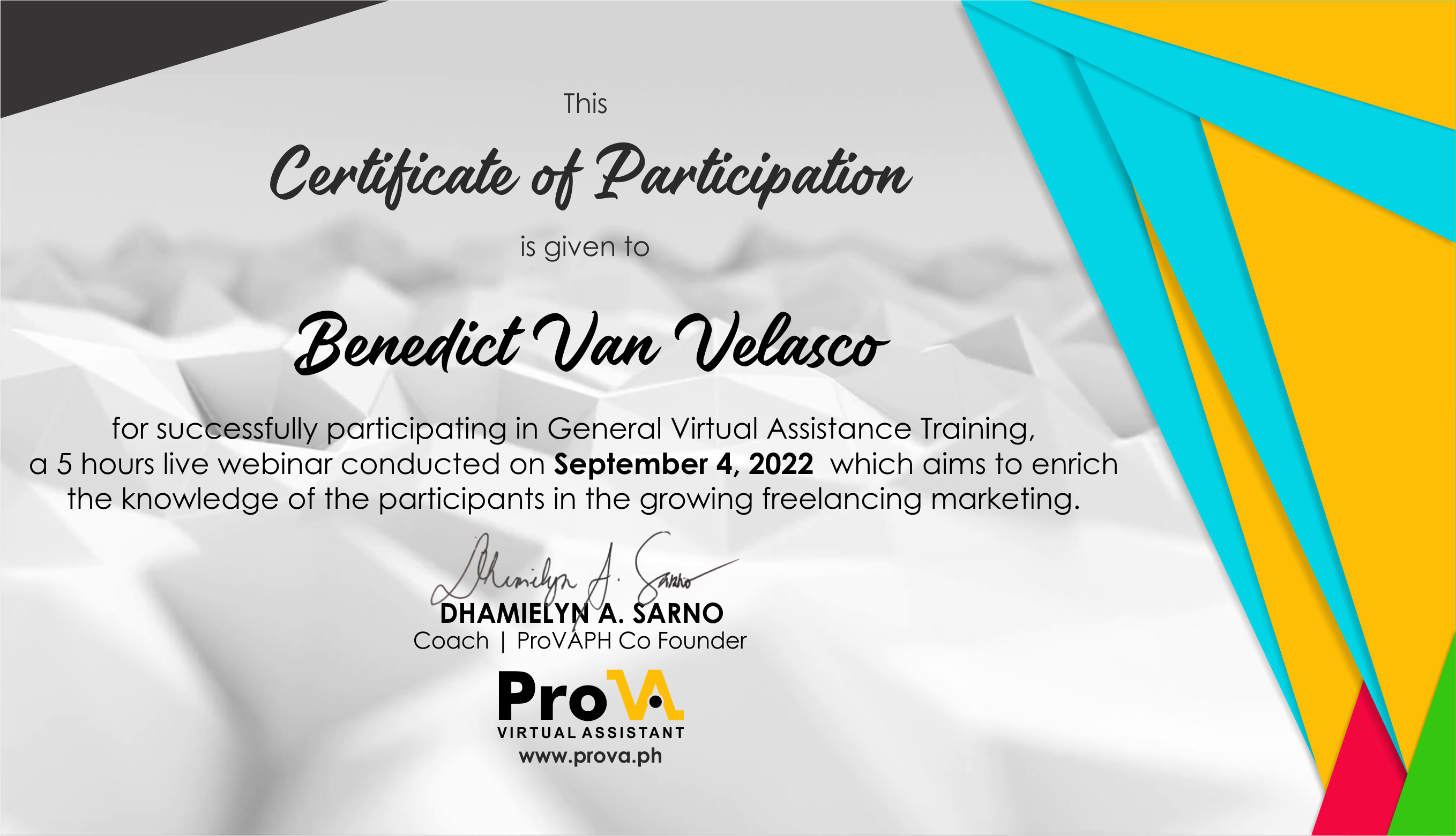 General Virtual Assistant Training Certificate