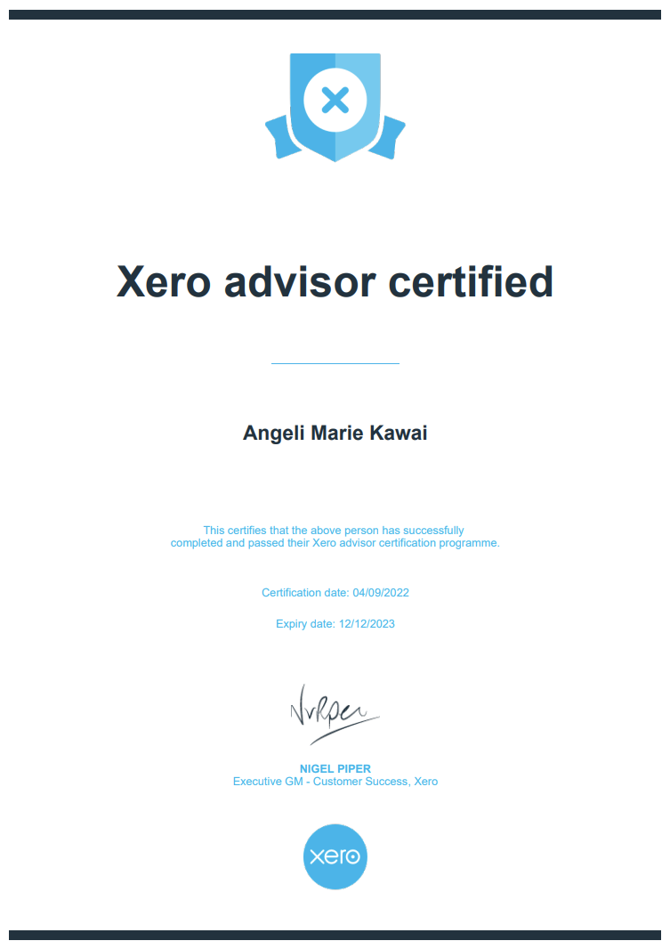 Xero Advisor Certificate