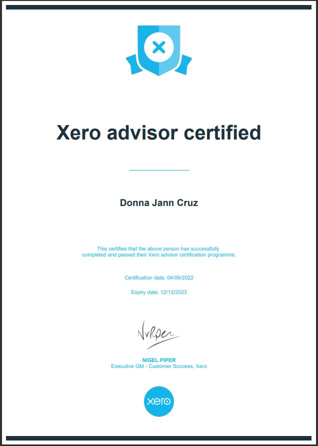 Xero Advisor Certified