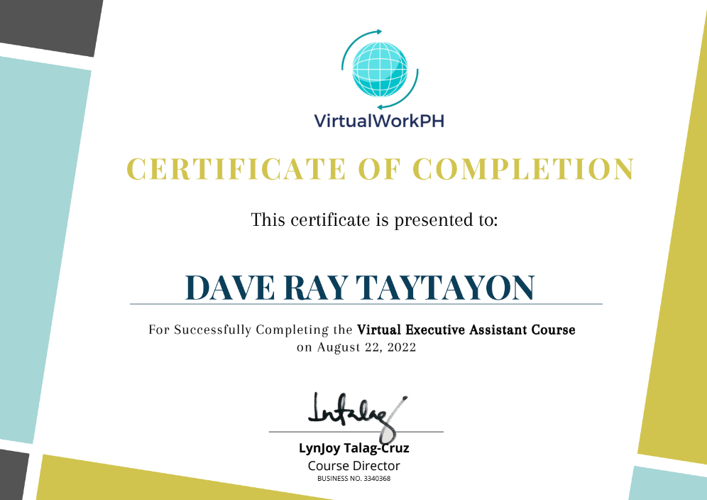 Virtual Executive Assistant Course Certificate