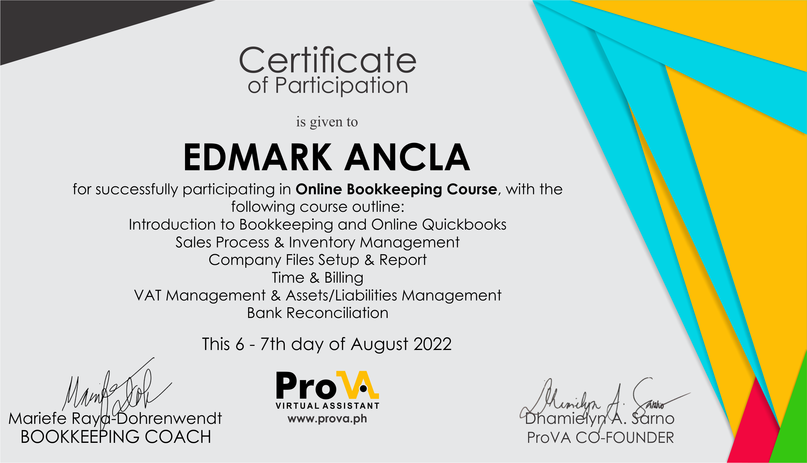 Bookkeeping Certification