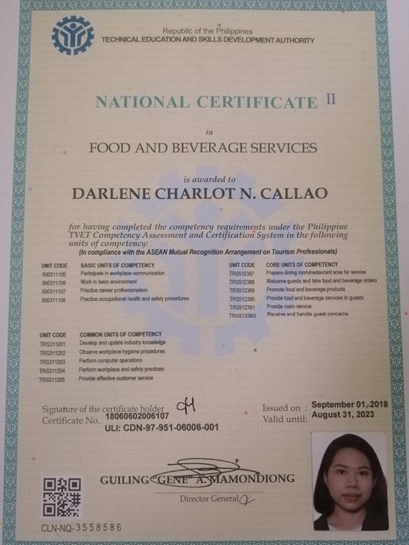 Food and Beverage Services NC II