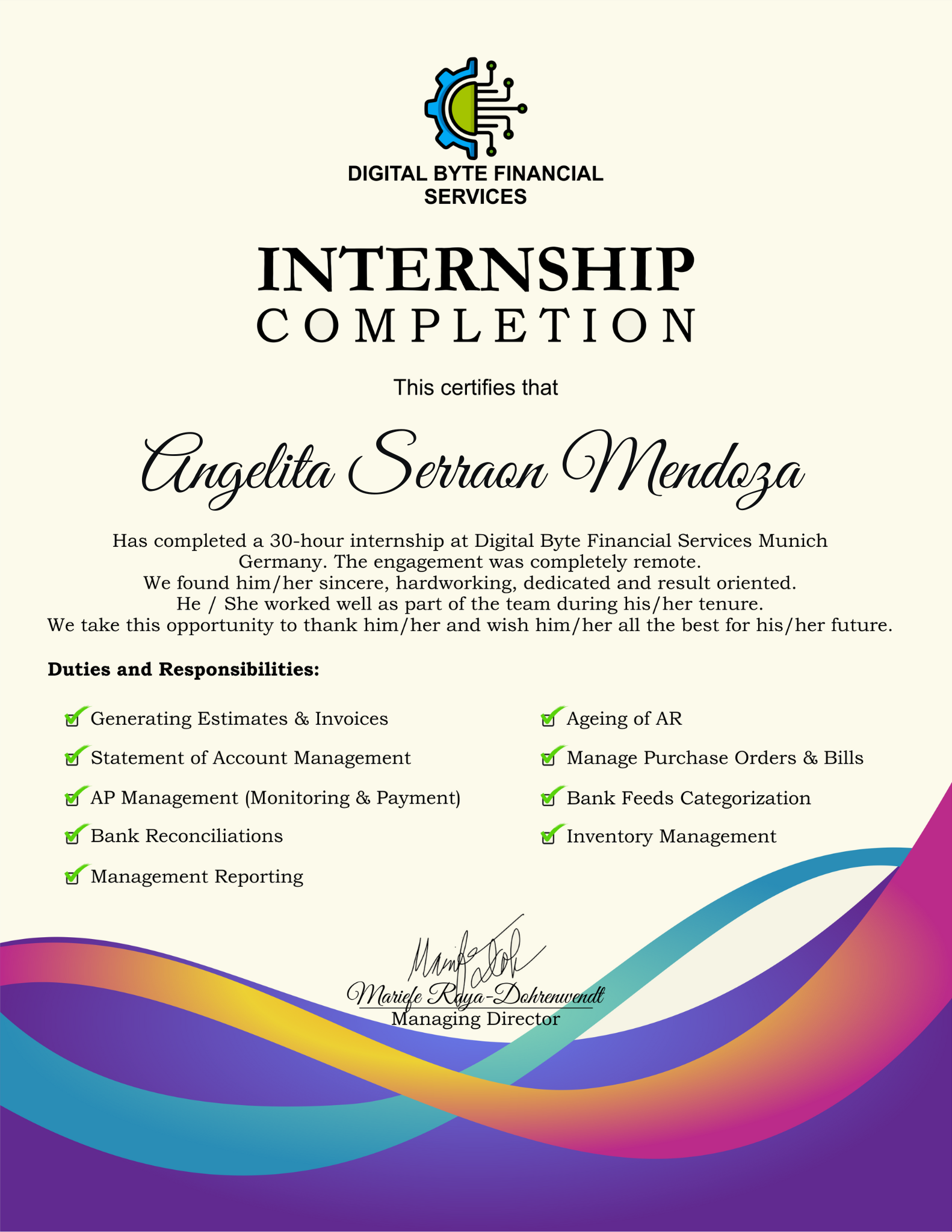 Digital Bytes Financial Services Internship