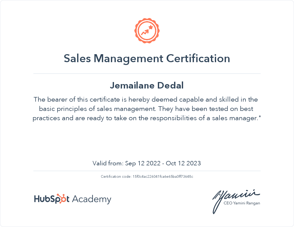 Sales Management Certification