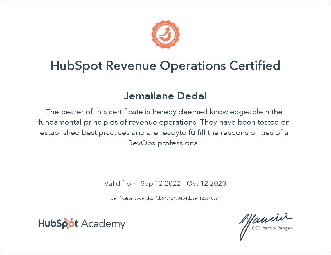 HubSpot Revenue Operations Certified