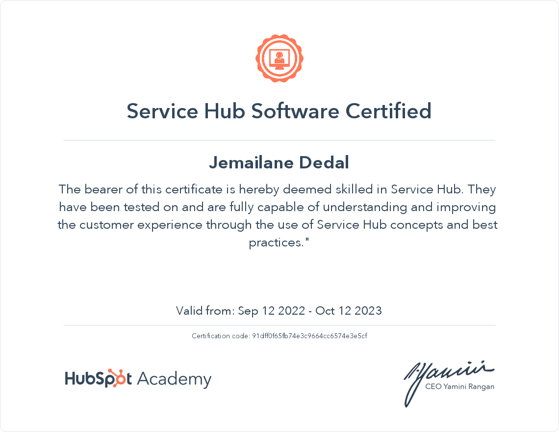 Service Hub Software Certified