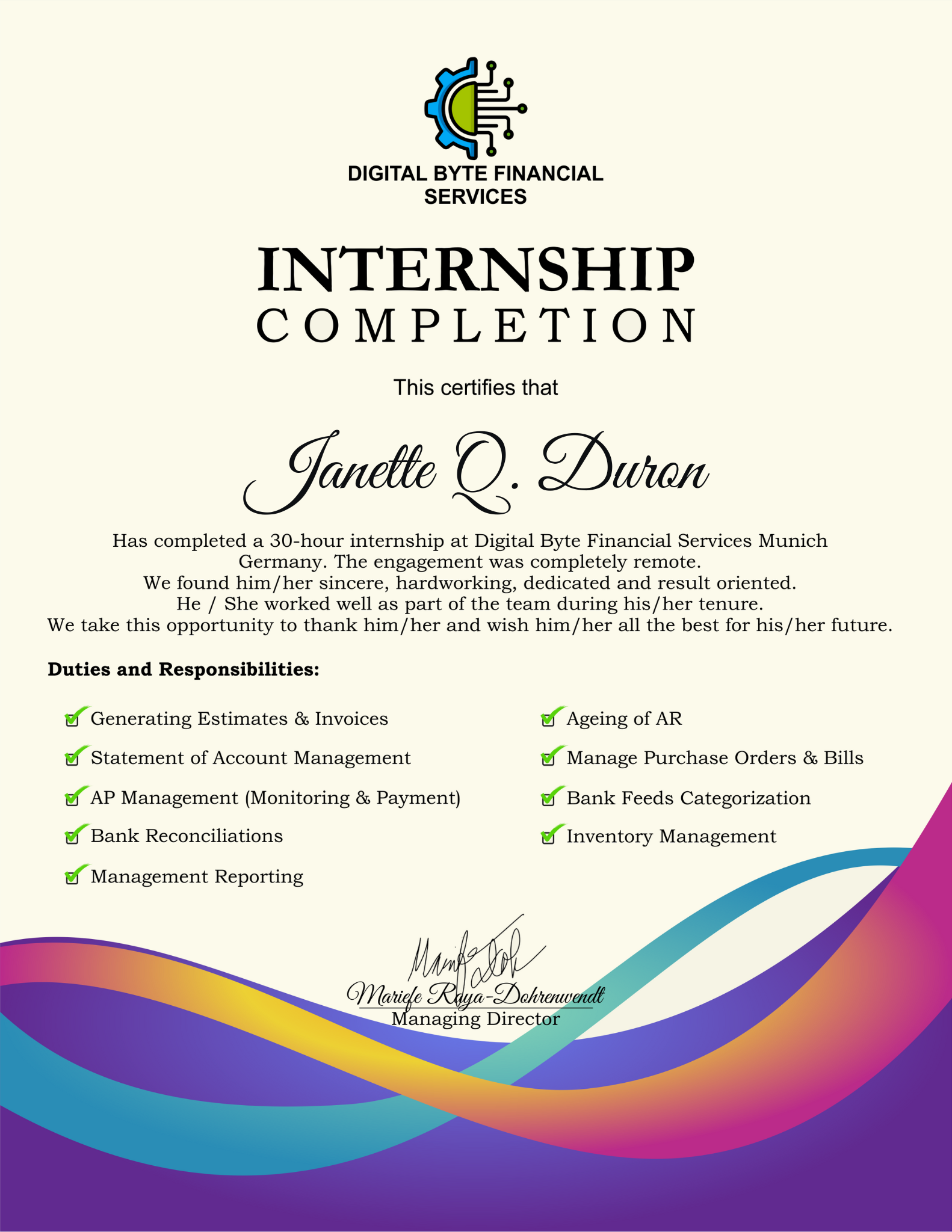 Bookkeeping Internship