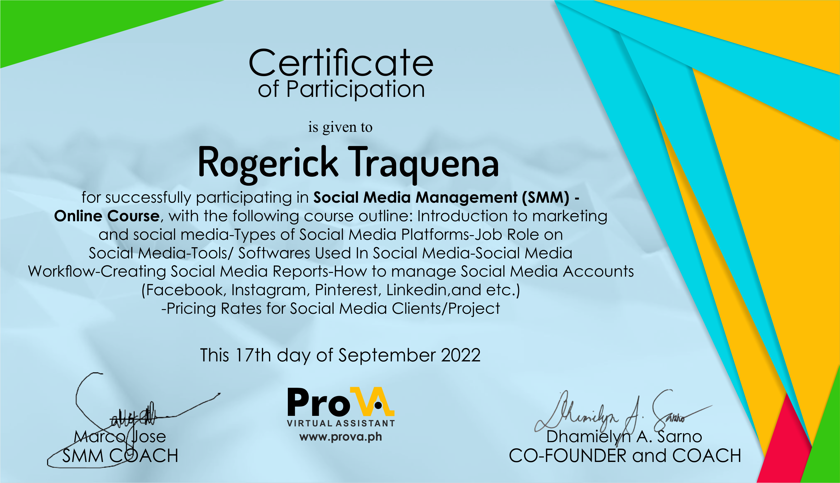 Social Media Manager Certificate