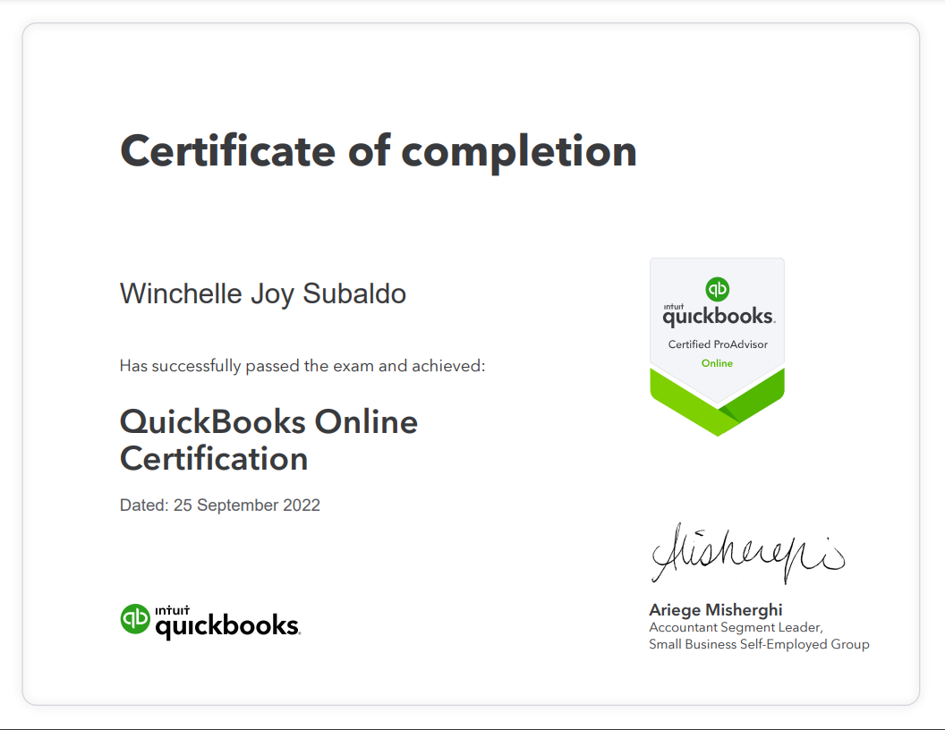 QuickBooks ProAdvisor Online Certification