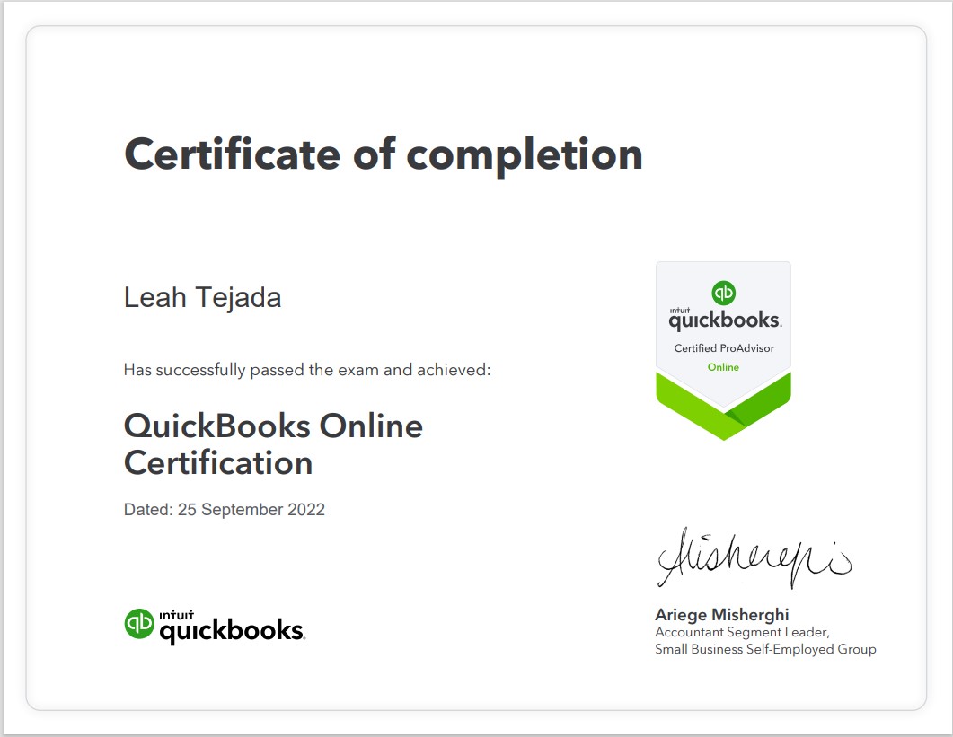 Quickbook Online Certification