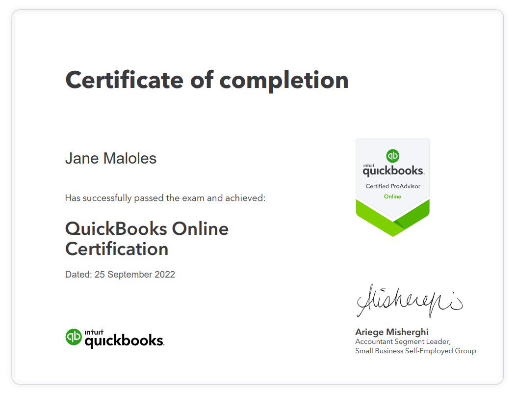 QuickBooks Online Certification