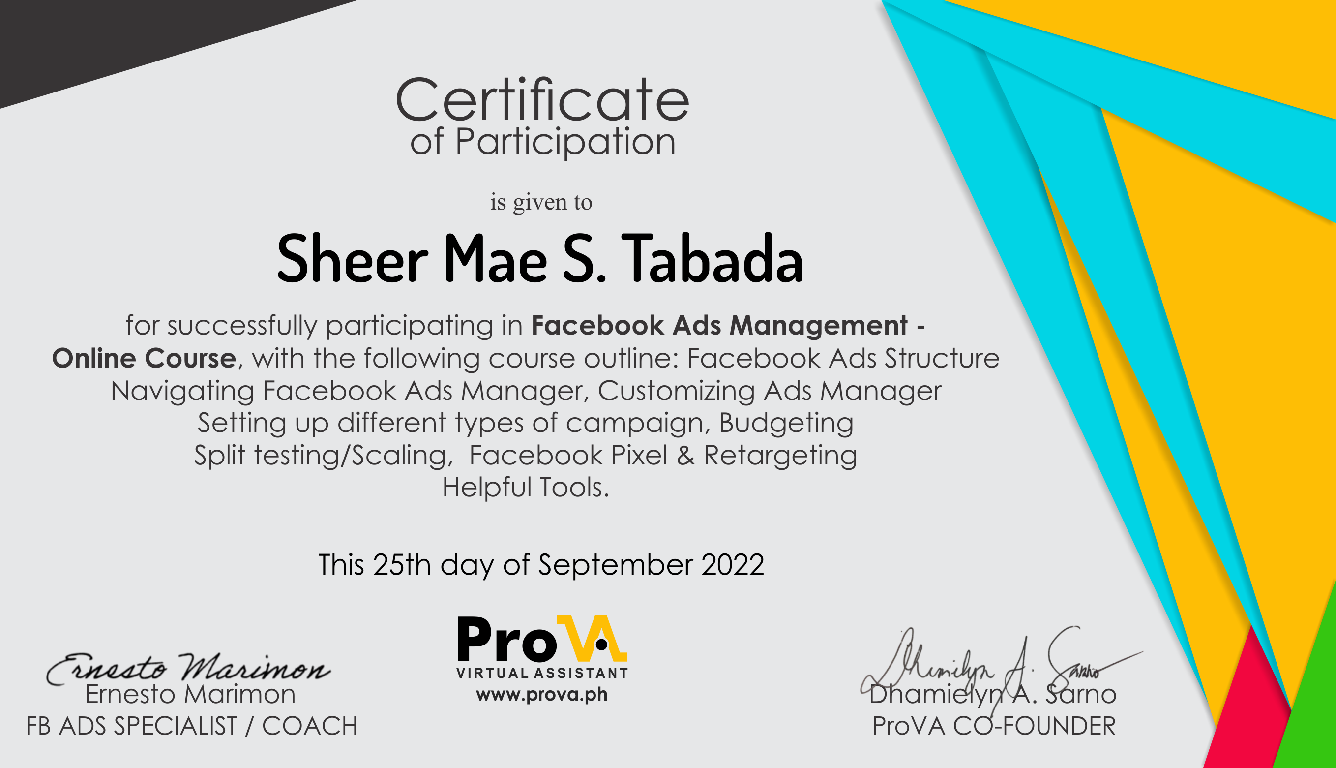 FB ads Certificate