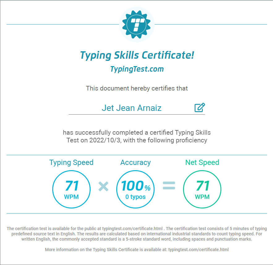 Typing Test for Data Entry