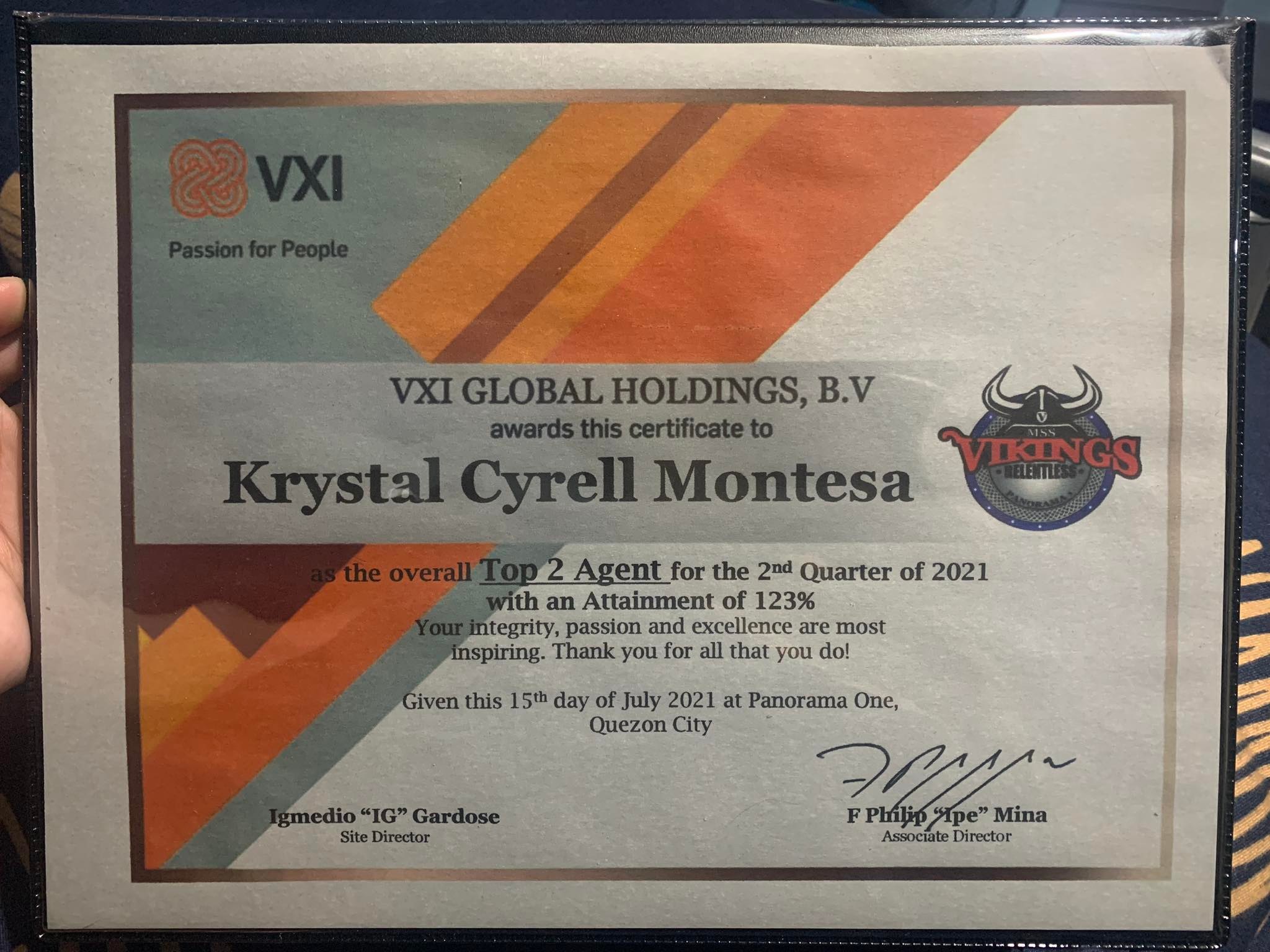 VXI CERTIFICATE