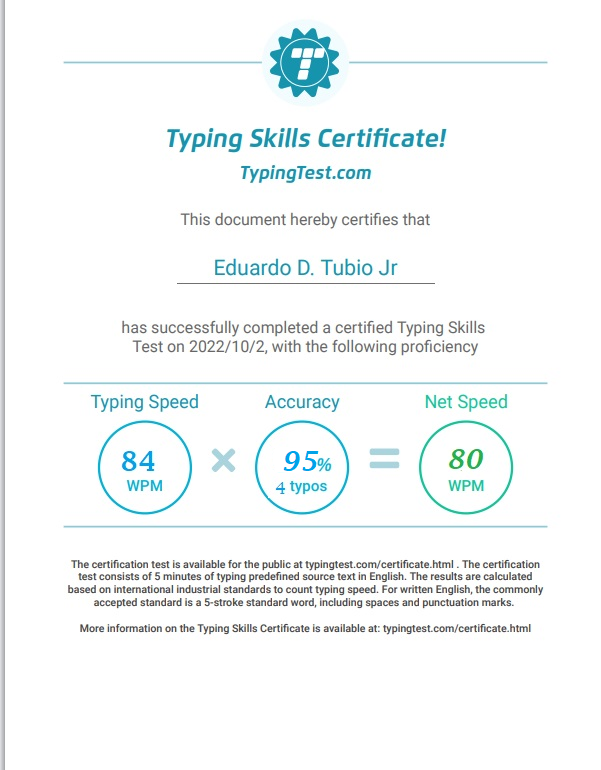 My Typing speed Test Result
