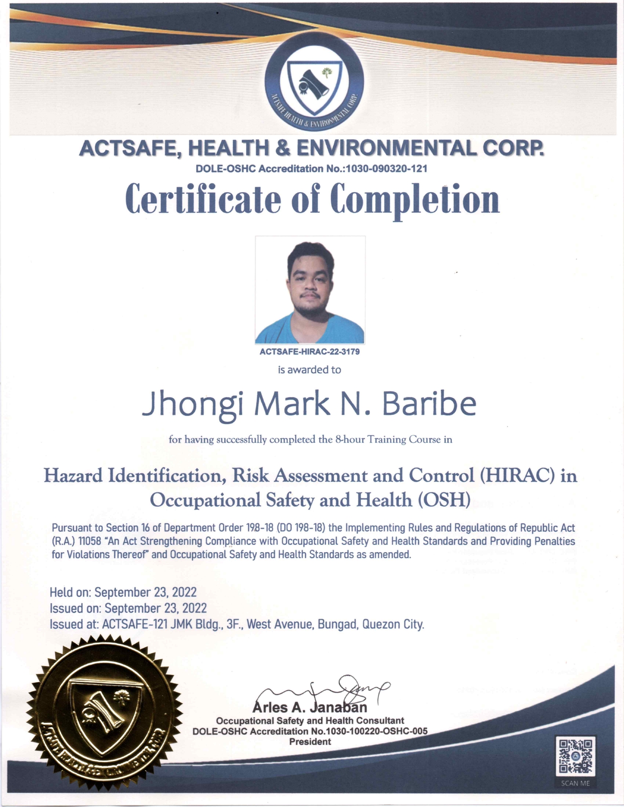 Hazzard Identification, Risk Assesment and Control ( HIRAC)