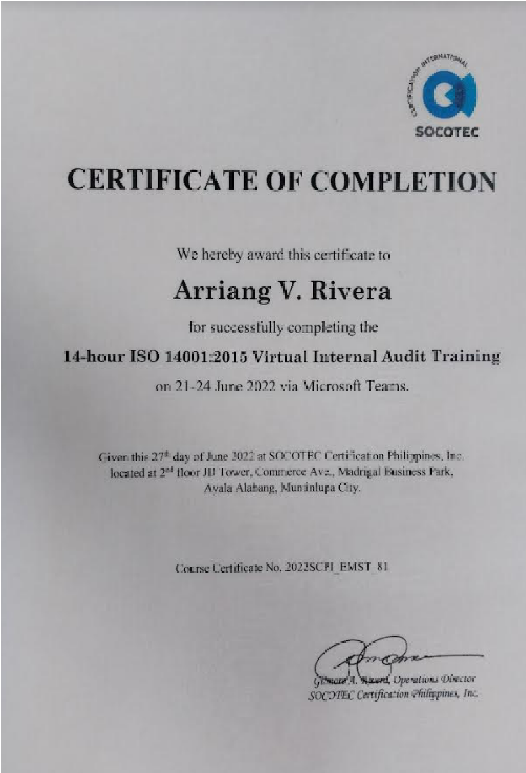 ISO Internal Auditing Certification