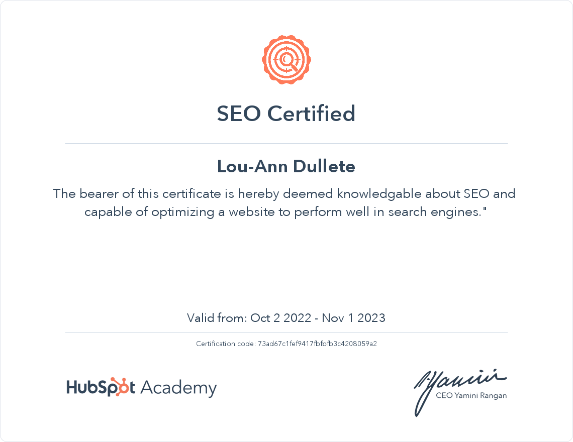 SEO Certificate