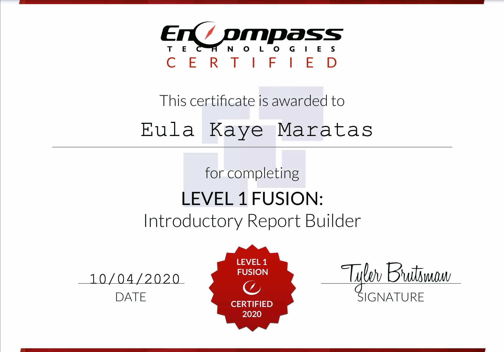 Fusion Report Builder Certification
