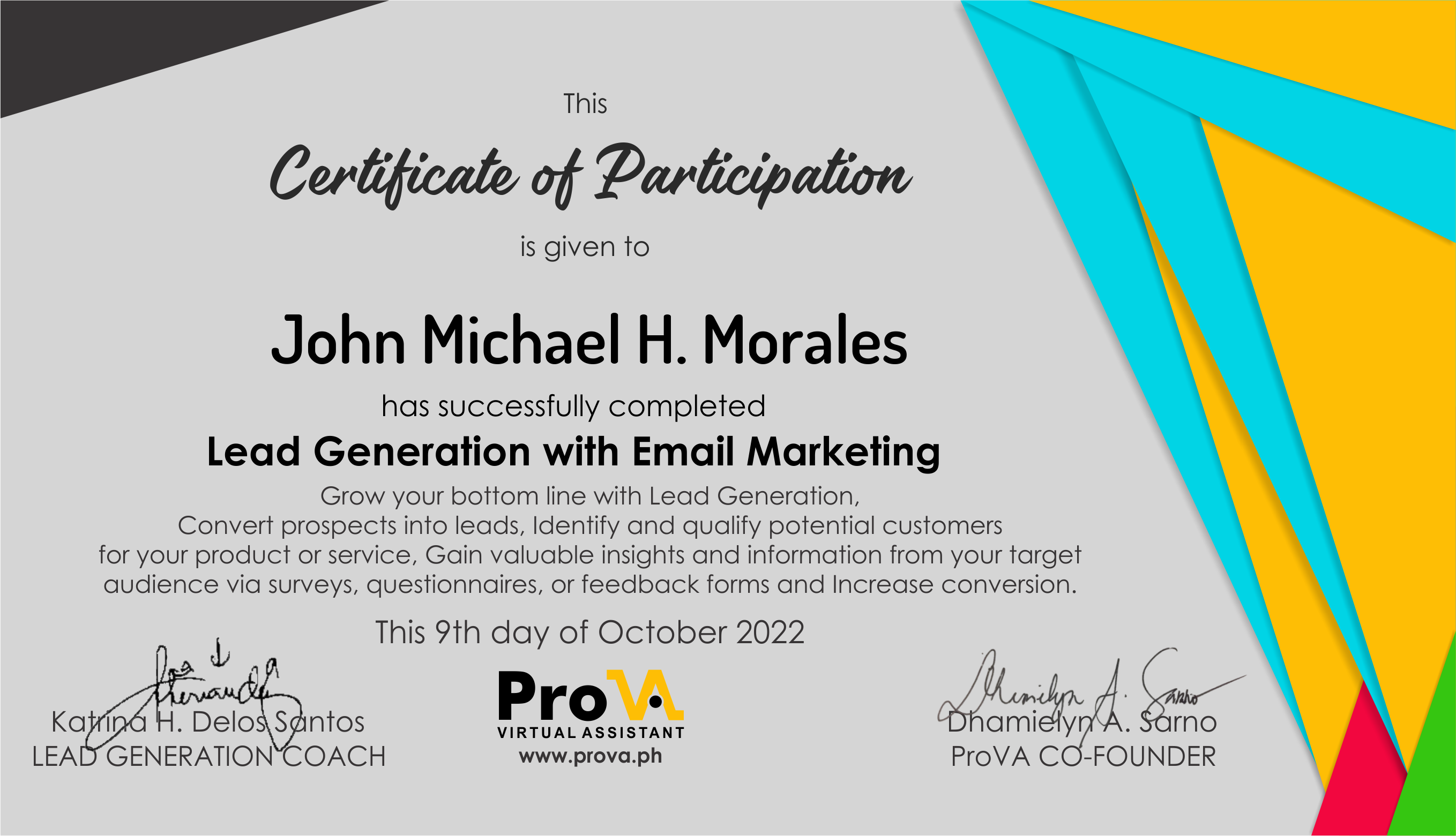 Lead Generation with Email Marketing Certificate