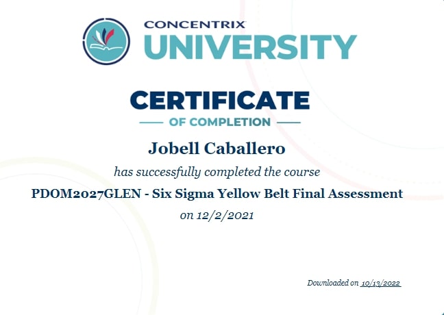 Six Sigma Yellow Completion