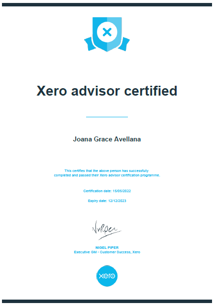 Xero Advisor Certified