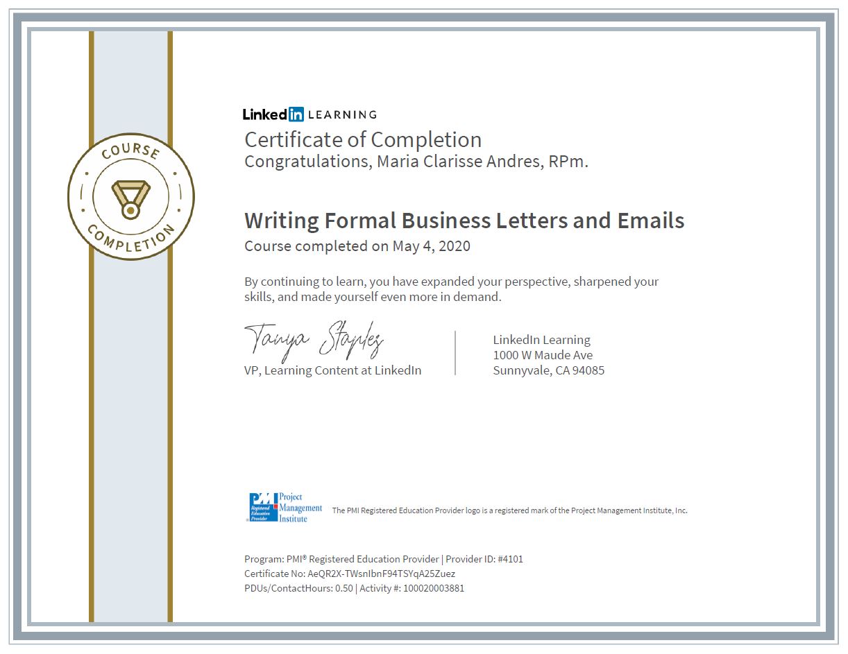 Writing Formal Business Letters and Emails