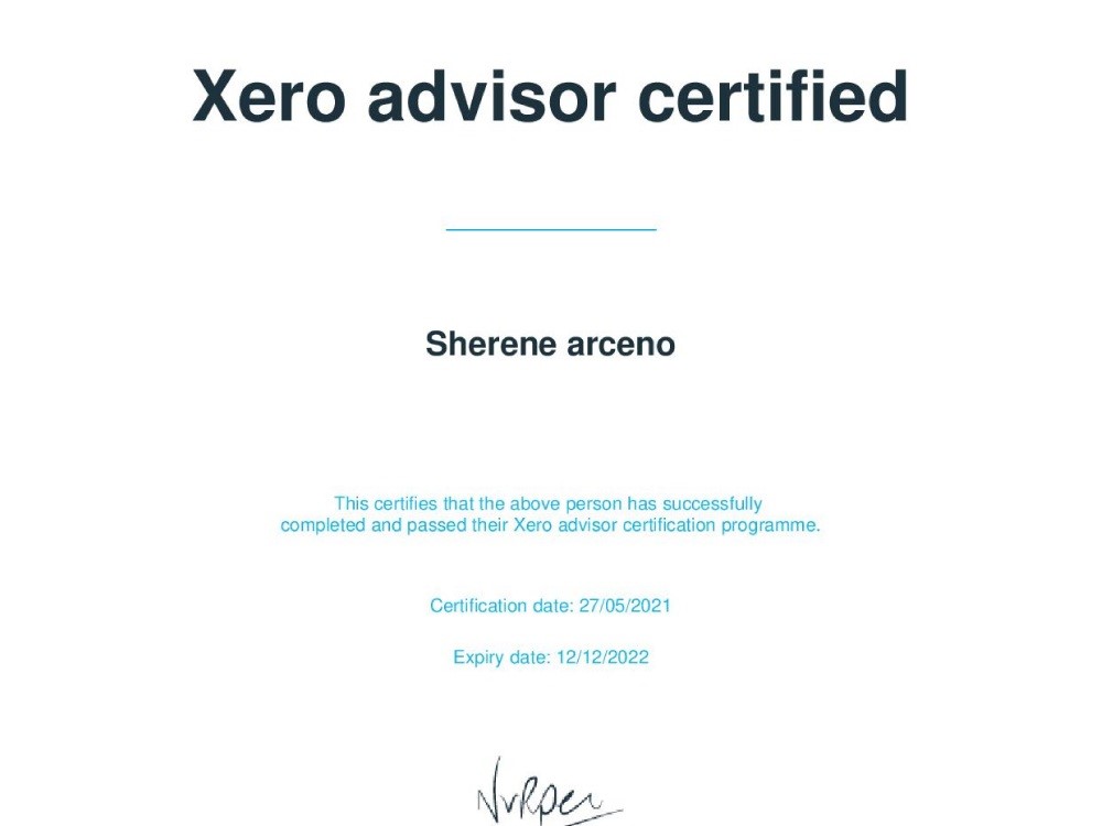 XERO PRO ADVISOR CERTIFICATE