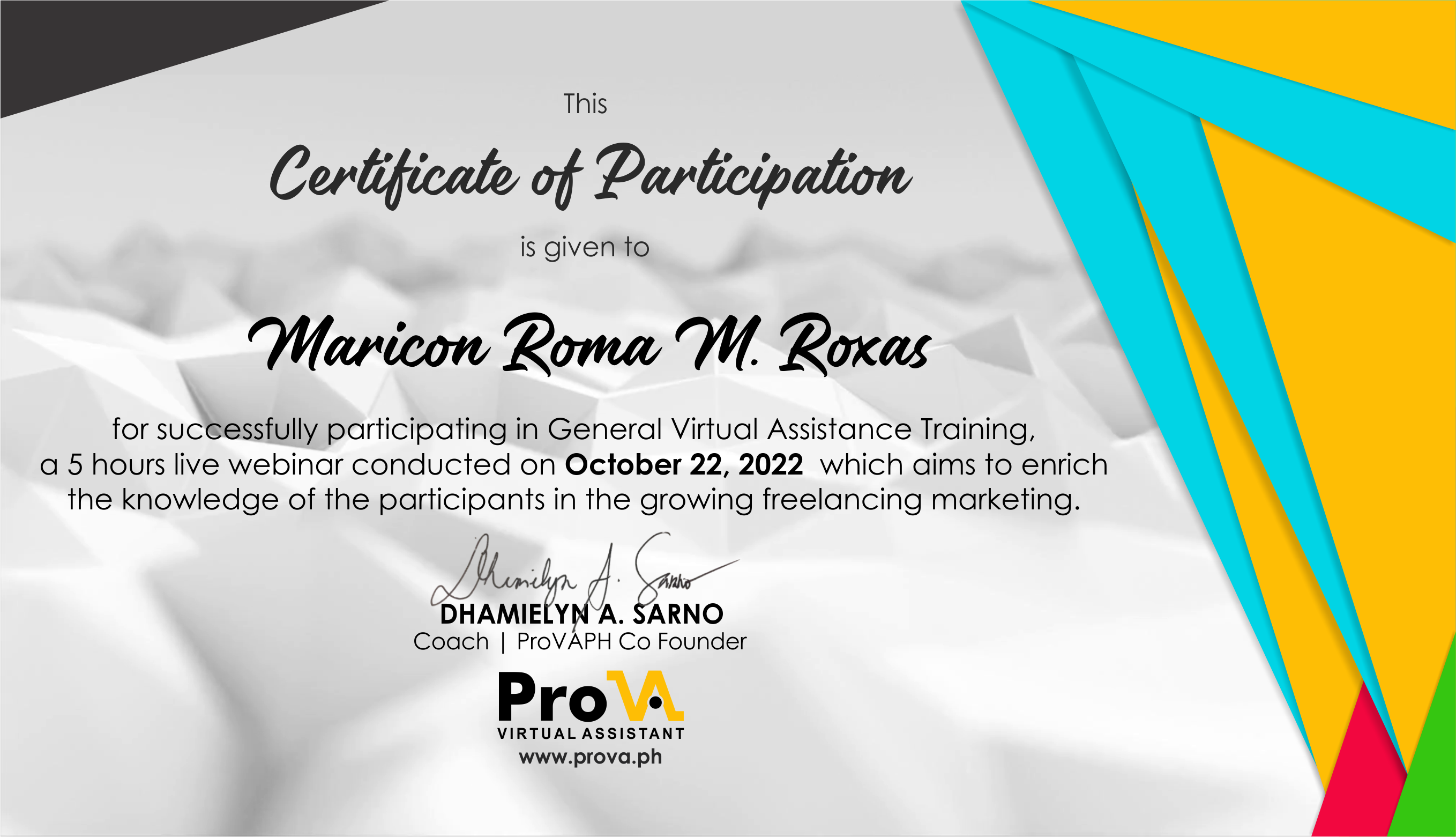 General Virtual Assistance Training Certificate
