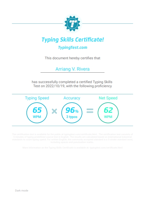 Typing Test Certification