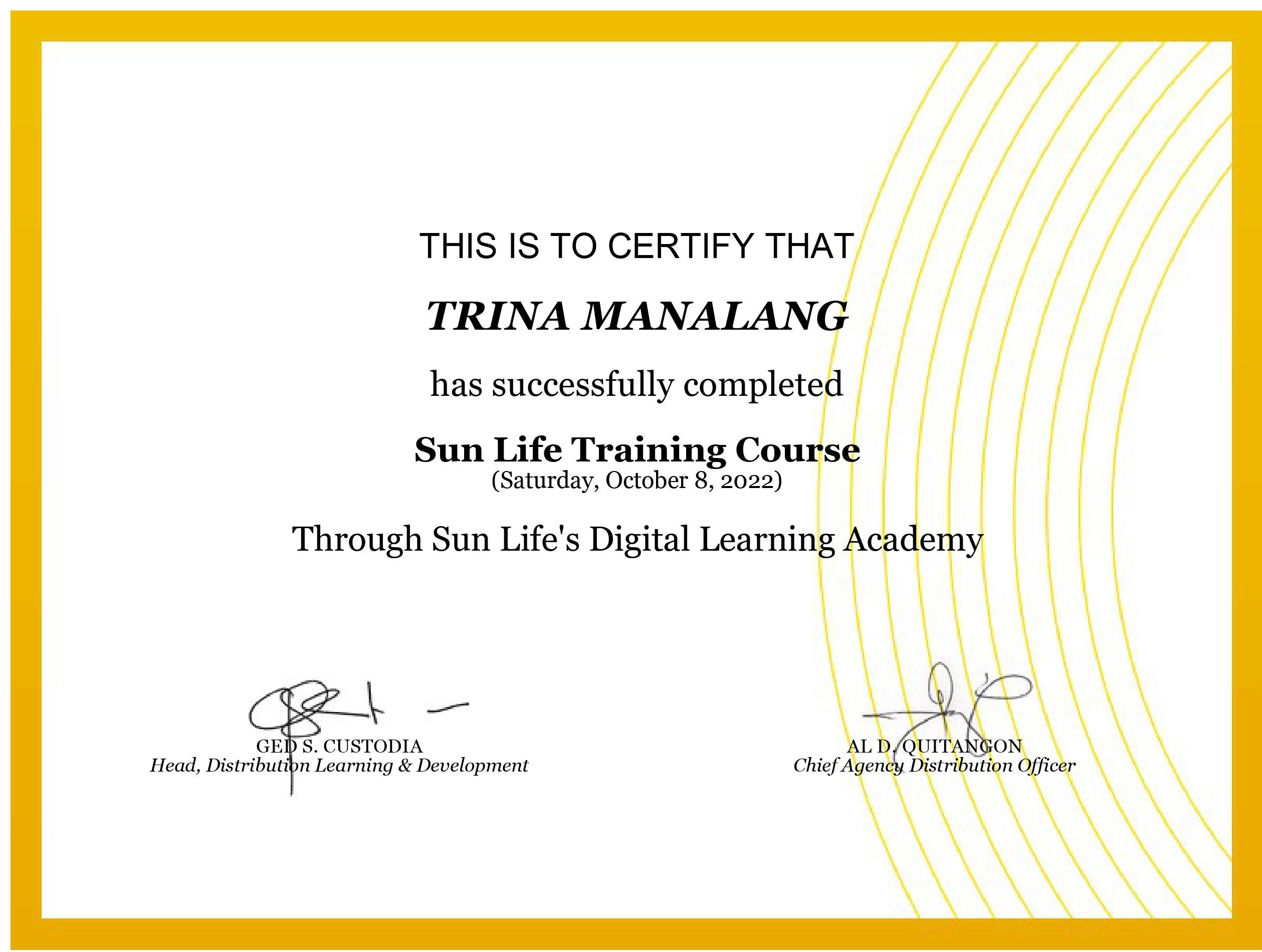 Sun Life Training Course